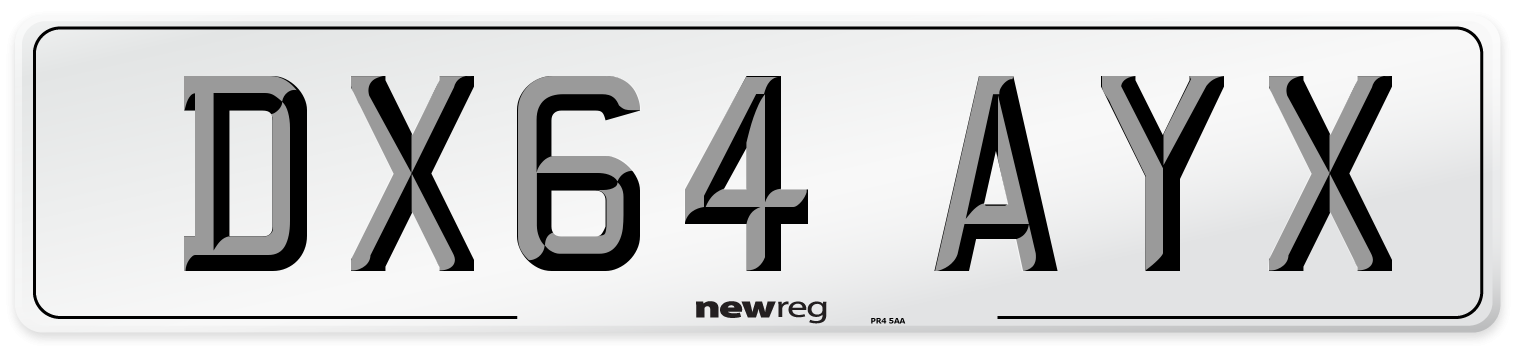 DX64 AYX Number Plate from New Reg